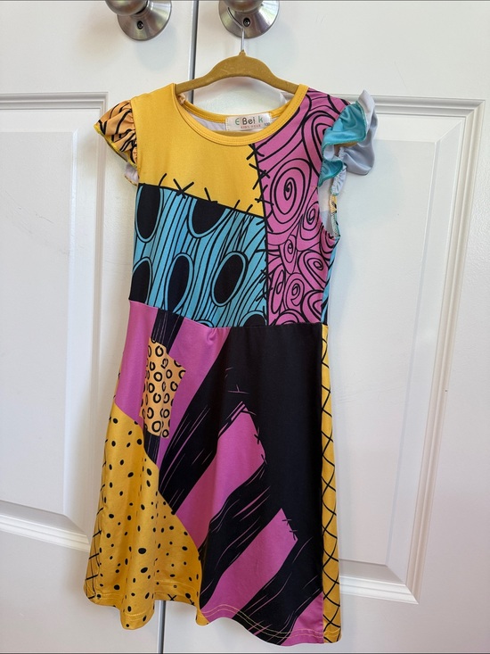 Other - Colorblock Flutter-Sleeve Kids Dress in Yellow, Pink, Teal & Black